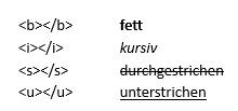 Formatierung